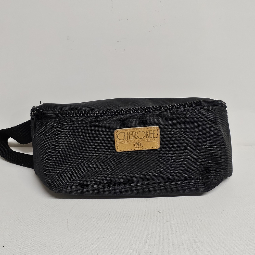 Cherokee Black Canvas Fanny Pack Waist Bag with Multi Compartments Unisex